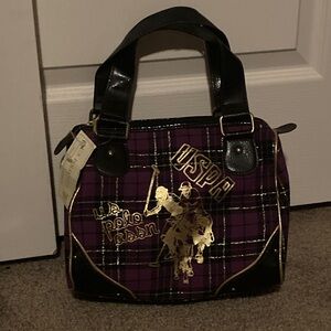 USPA Rare Vintage Deadstock Purple and Black Women's Shoulder Bag